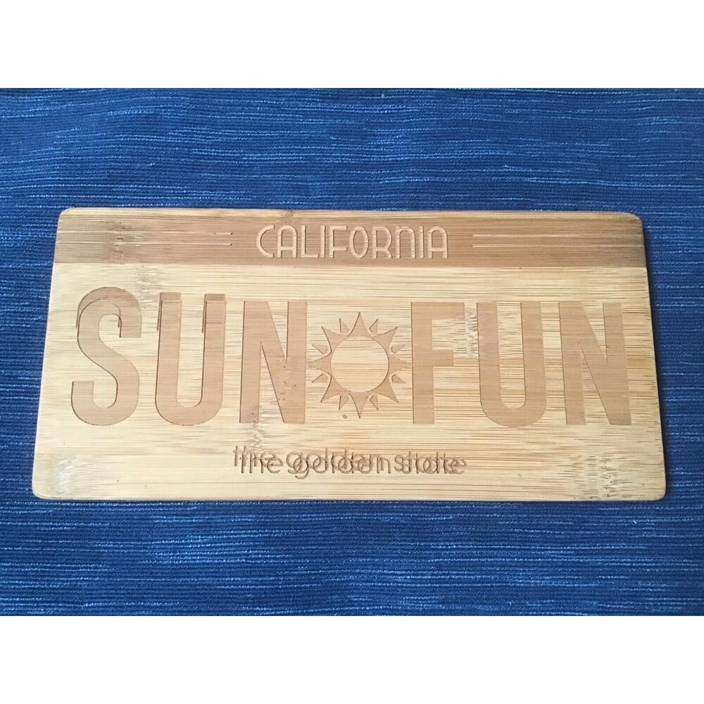 Bamboo Wood California Sun Fun License Plate Sign Charcuterie Board Error 715